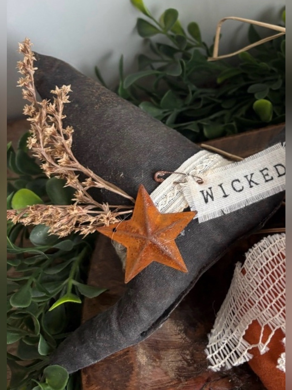 Grunge Wicked Black WitchHat Handmade Accent w/Star NEW ITEM Final Sale - Picture 2 of 4